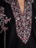 Bold Wine Japanese Lachka Embroidered Kurta Dupatta Pant Set
