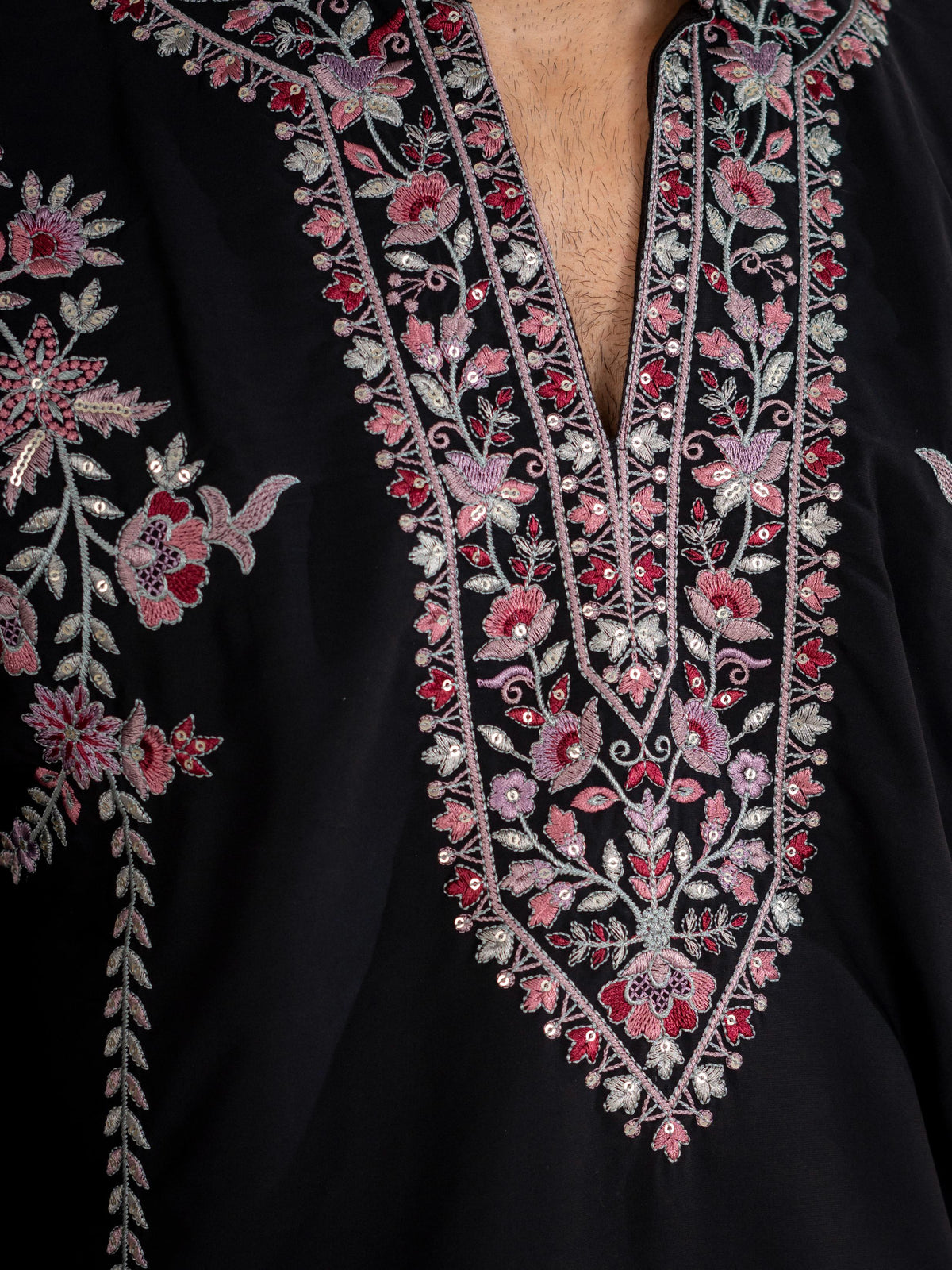 Bold Wine Japanese Lachka Embroidered Kurta Dupatta Pant Set
