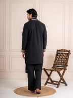 Bold Wine Japanese Lachka Embroidered Kurta Dupatta Pant Set

