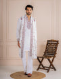 Rajwadi White Japanese Lachka Festive Kurta Dupatta Set