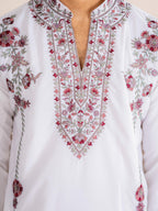 Rajwadi White Japanese Lachka Festive Kurta Dupatta Set
