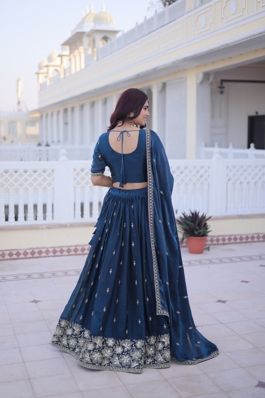 Weadding Rama Fendy Silk Embroidered Lehenga Set | Tulip Designer
