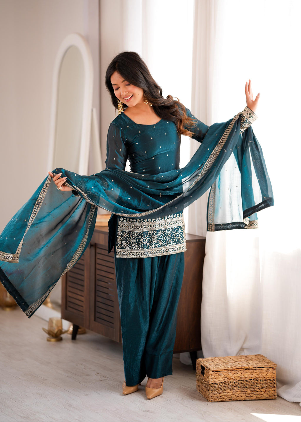Rama Fendy Silk Embroidery Farshi Shalwar Set | Tulip Designer
