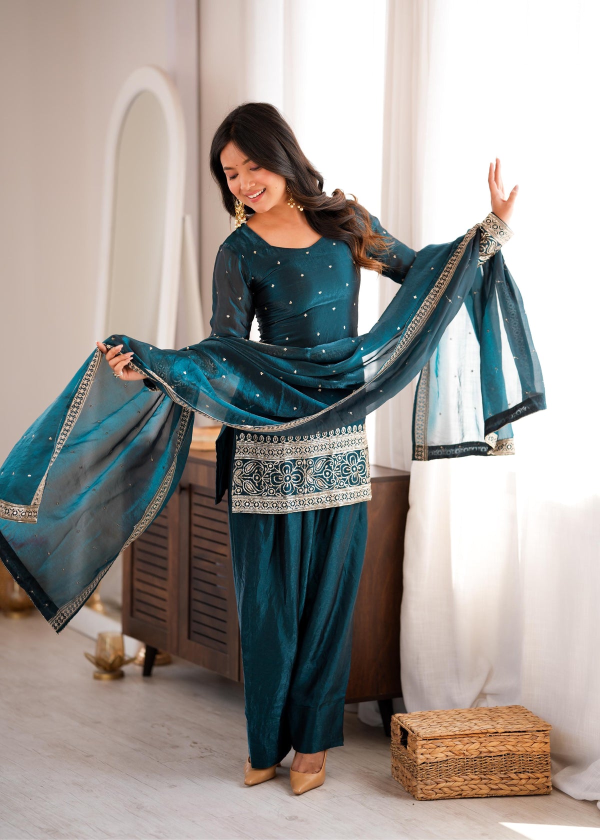 Rama Fendy Silk Embroidery Farshi Shalwar Set | Tulip Designer
