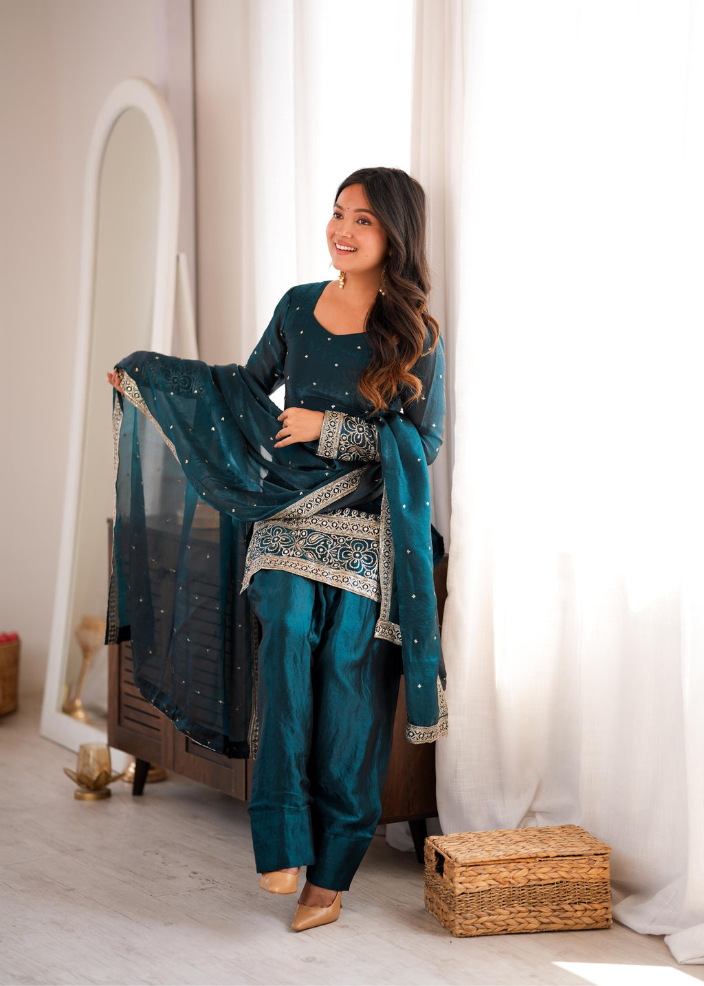 Rama Fendy Silk Embroidery Farshi Shalwar Set | Tulip Designer
