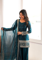 Rama Fendy Silk Embroidery Farshi Shalwar Set | Tulip Designer
