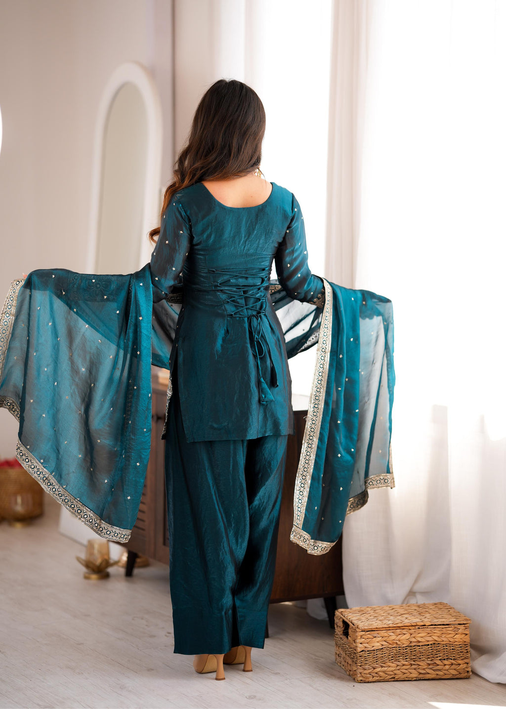 Rama Fendy Silk Embroidery Farshi Shalwar Set | Tulip Designer
