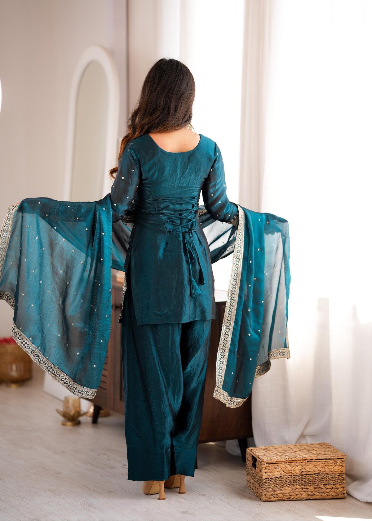 Rama Fendy Silk Embroidery Farshi Shalwar Set | Tulip Designer
