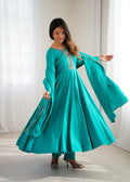 Rama Premium Pure Roman Chanderi Silk Anarkali Gown Set with Dupatta