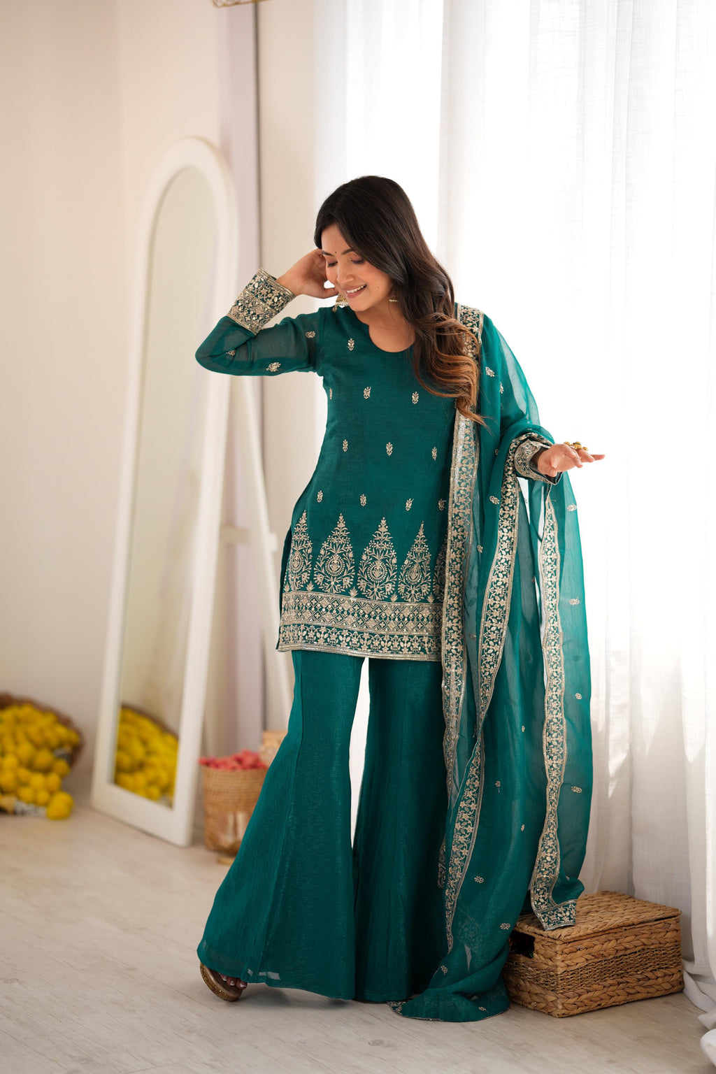 Designer Rama Crunchy Silk Suit Set | Tulip Designer
