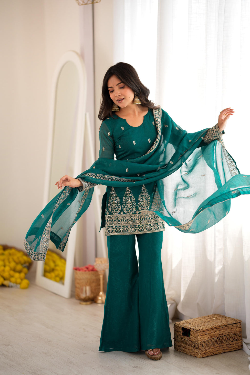 Designer Rama Crunchy Silk Suit Set | Tulip Designer
