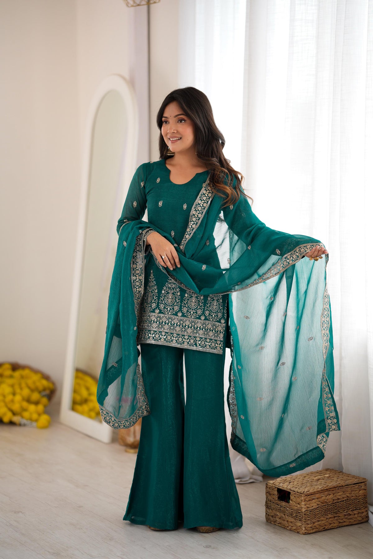 Designer Rama Crunchy Silk Suit Set | Tulip Designer
