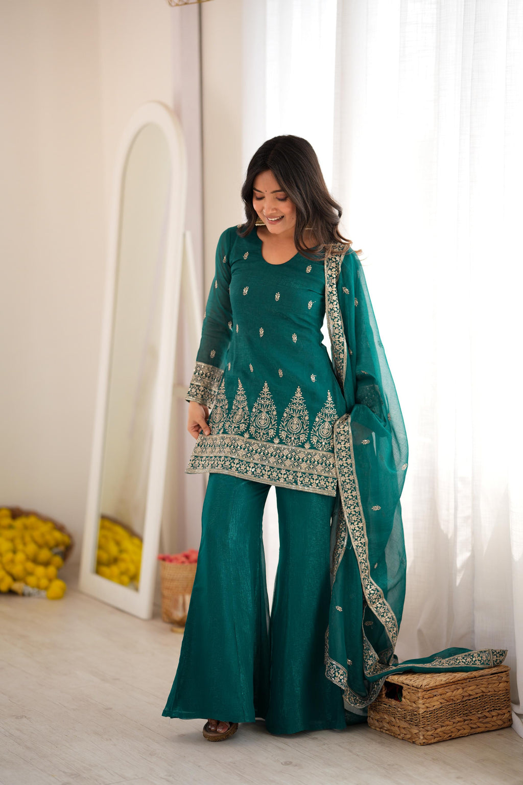 Designer Rama Crunchy Silk Suit Set | Tulip Designer
