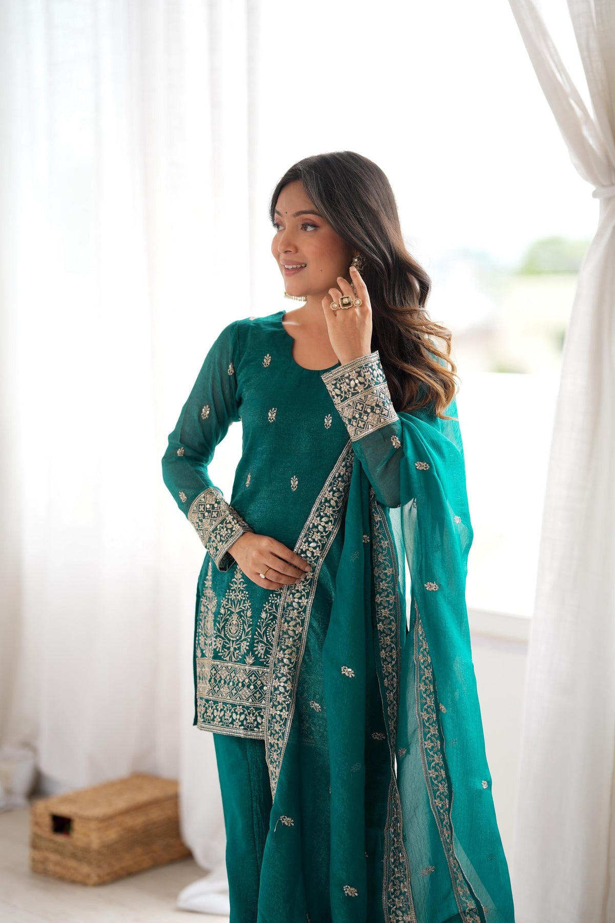Designer Rama Crunchy Silk Suit Set | Tulip Designer
