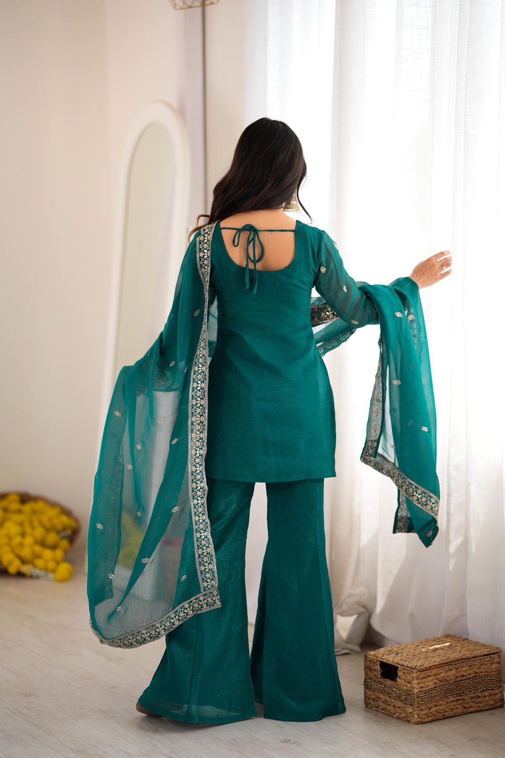 Designer Rama Crunchy Silk Suit Set | Tulip Designer
