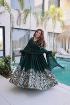 Premium Rangoli Crush Sequins Embroidered Gown With Dupatta
