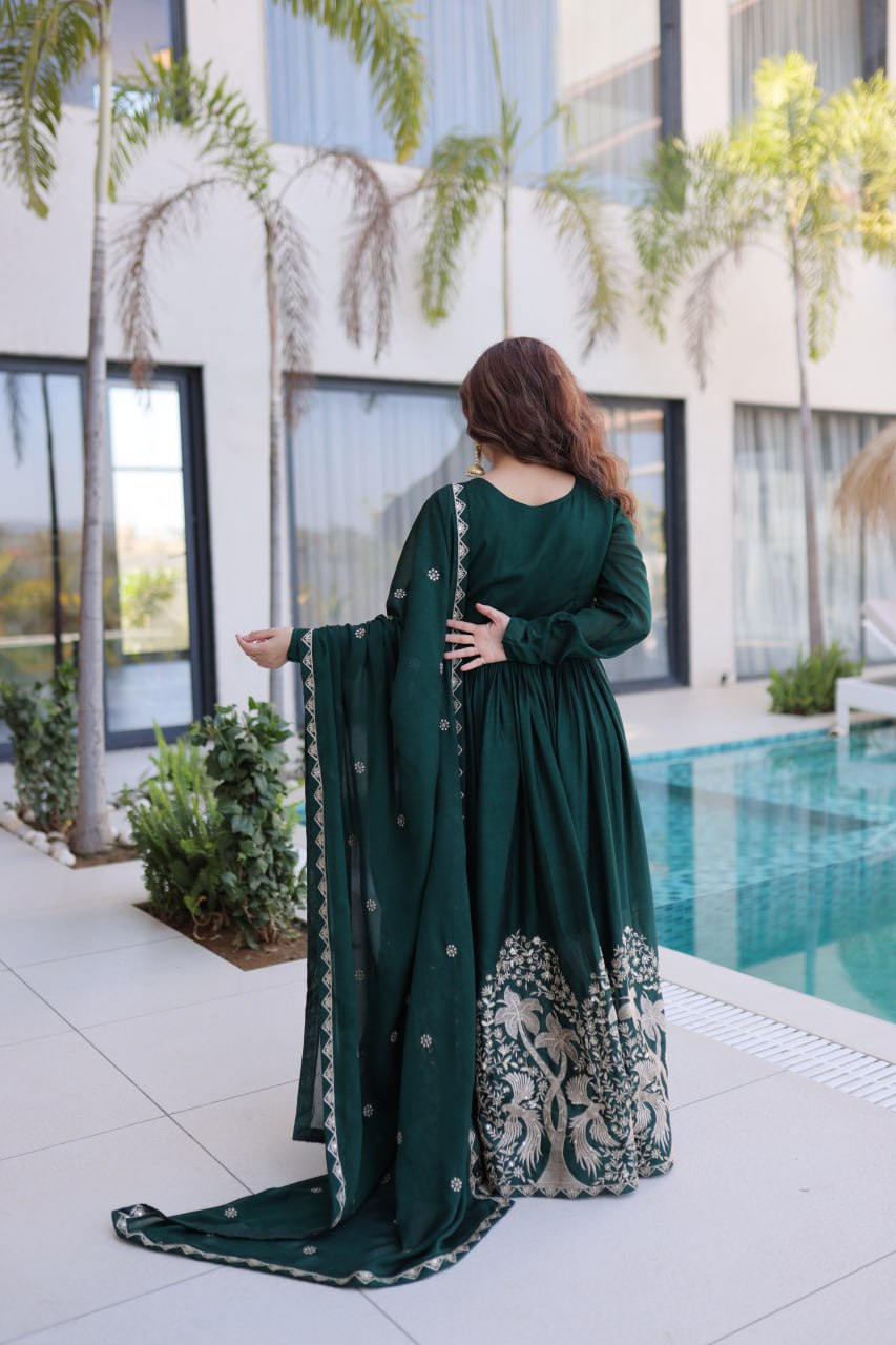 Premium Rangoli Crush Sequins Embroidered Gown With Dupatta