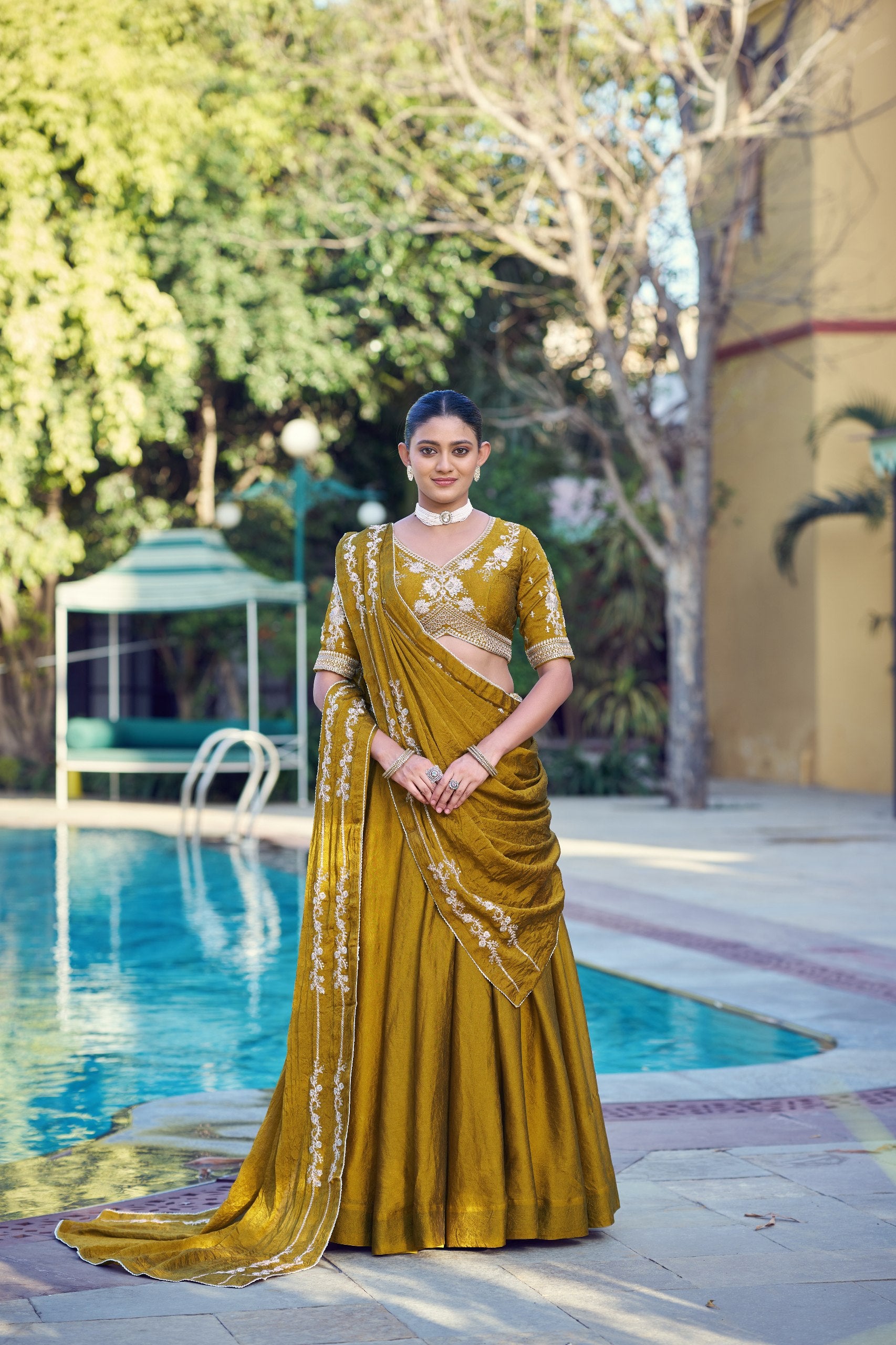 Graceful Rangoli Crush Sequins Belt Embroidered Lehenga Set
