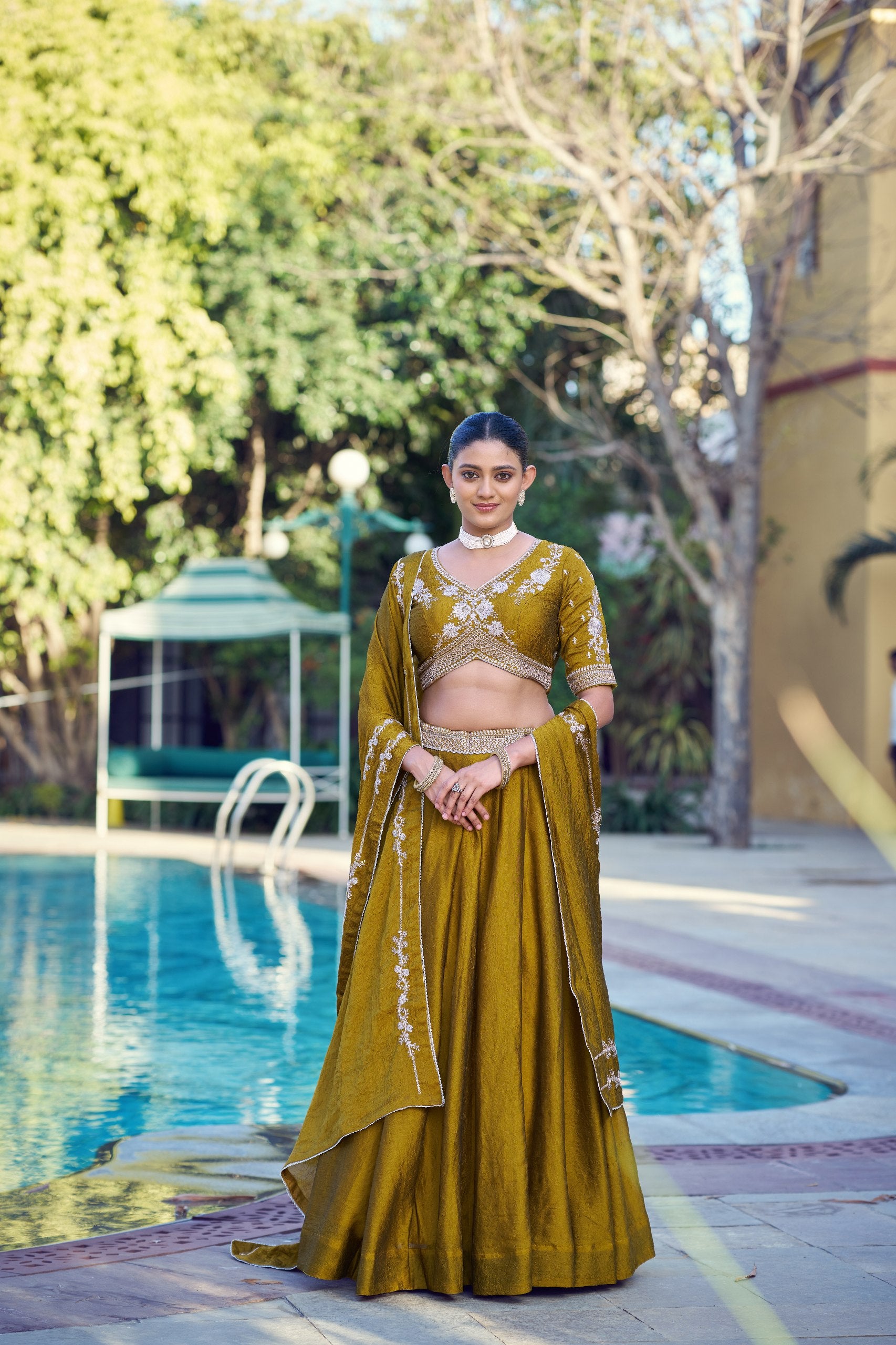 Graceful Rangoli Crush Sequins Belt Embroidered Lehenga Set
