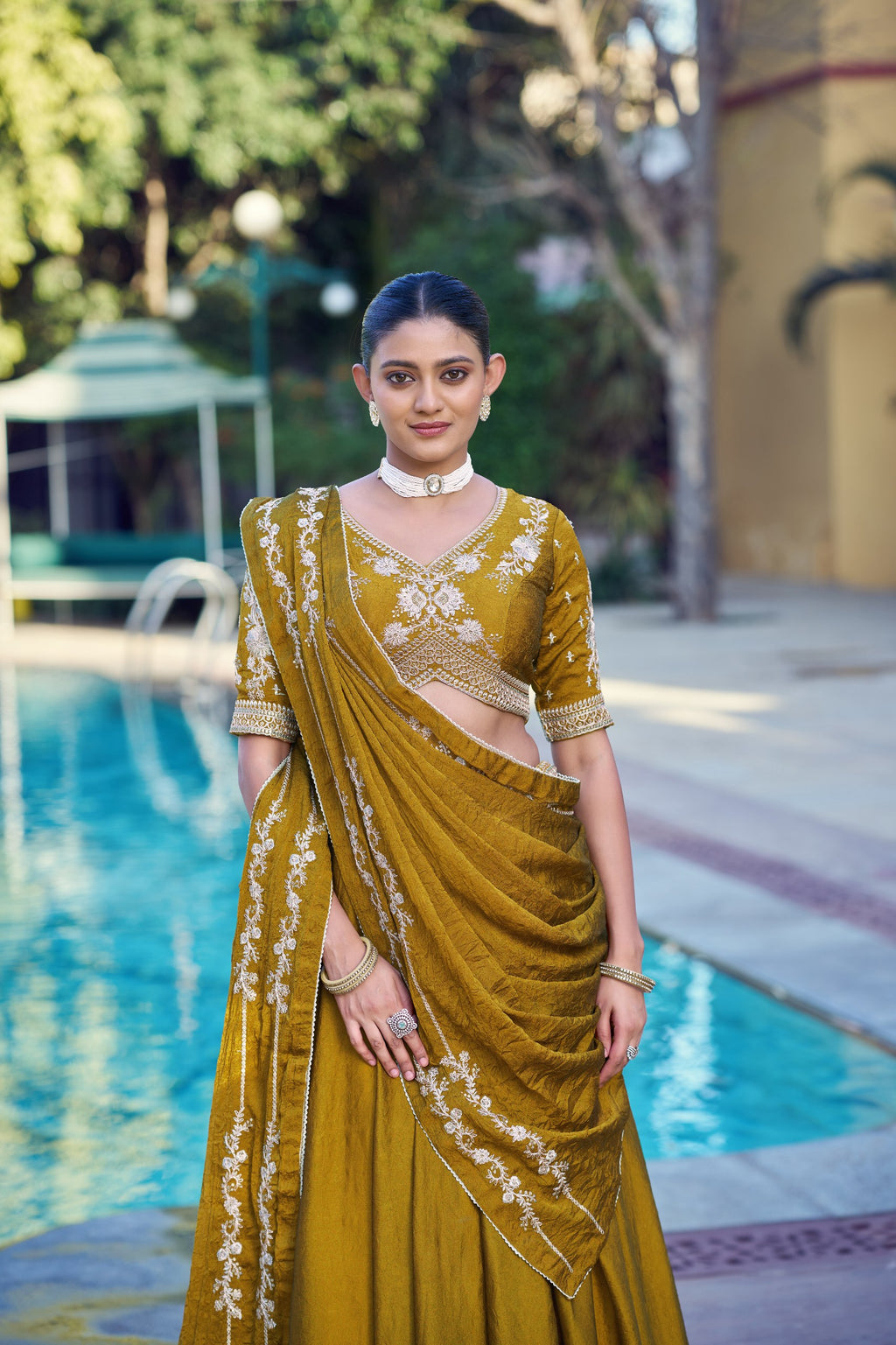 Graceful Rangoli Crush Sequins Belt Embroidered Lehenga Set
