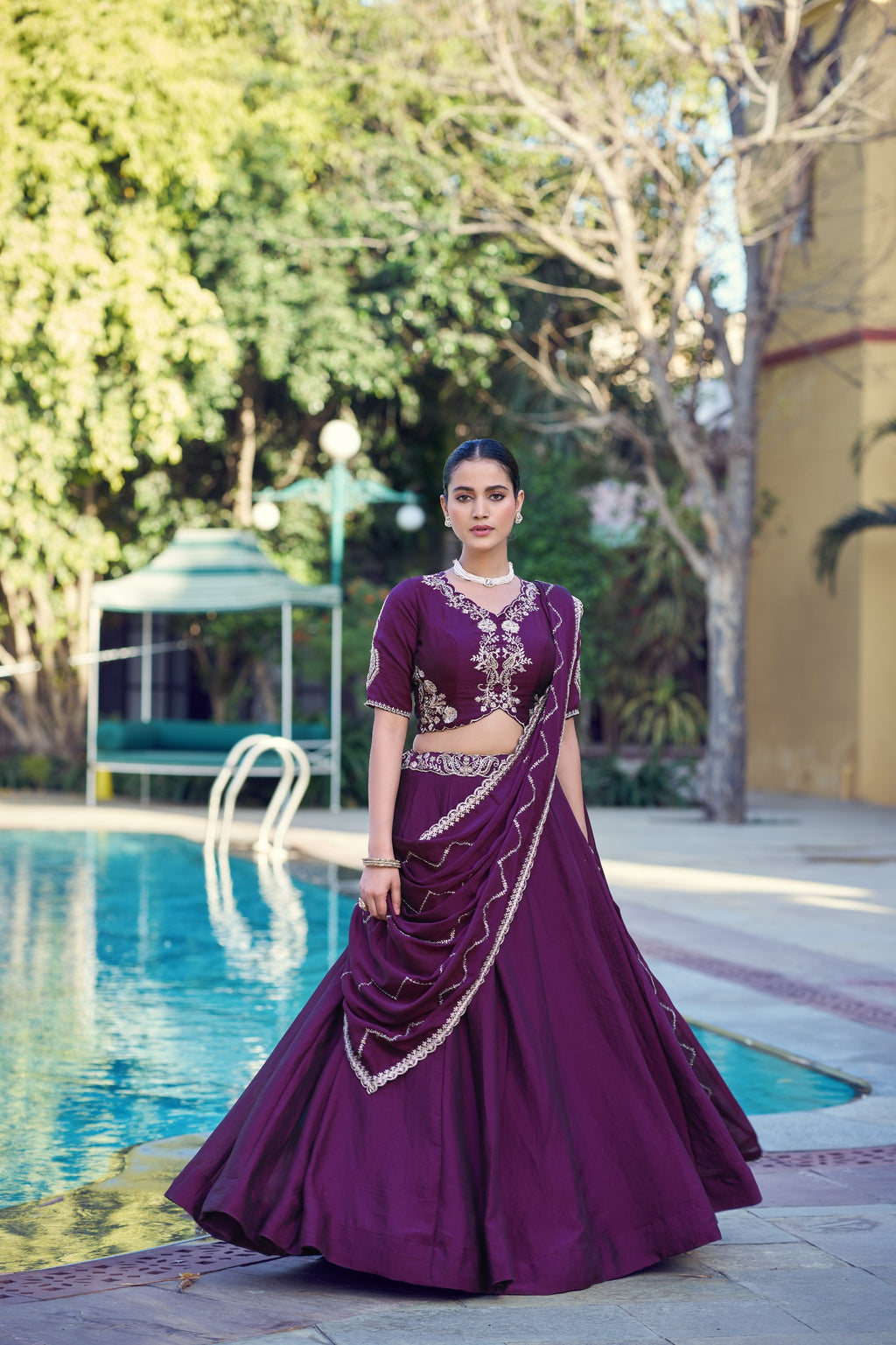 Graceful Rangoli Crush Sequins Belt Embroidered Lehenga Set
