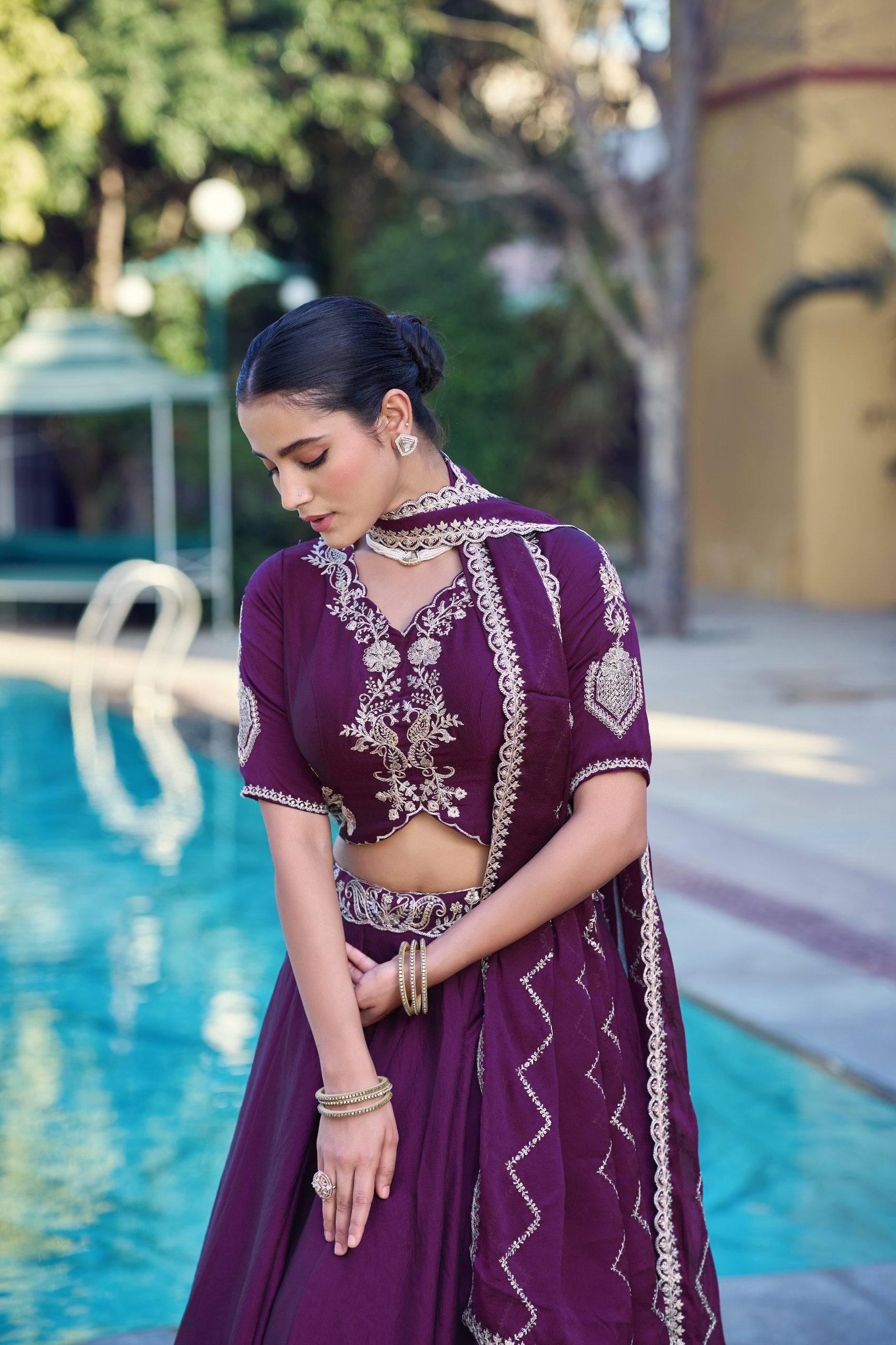 Graceful Rangoli Crush Sequins Belt Embroidered Lehenga Set

