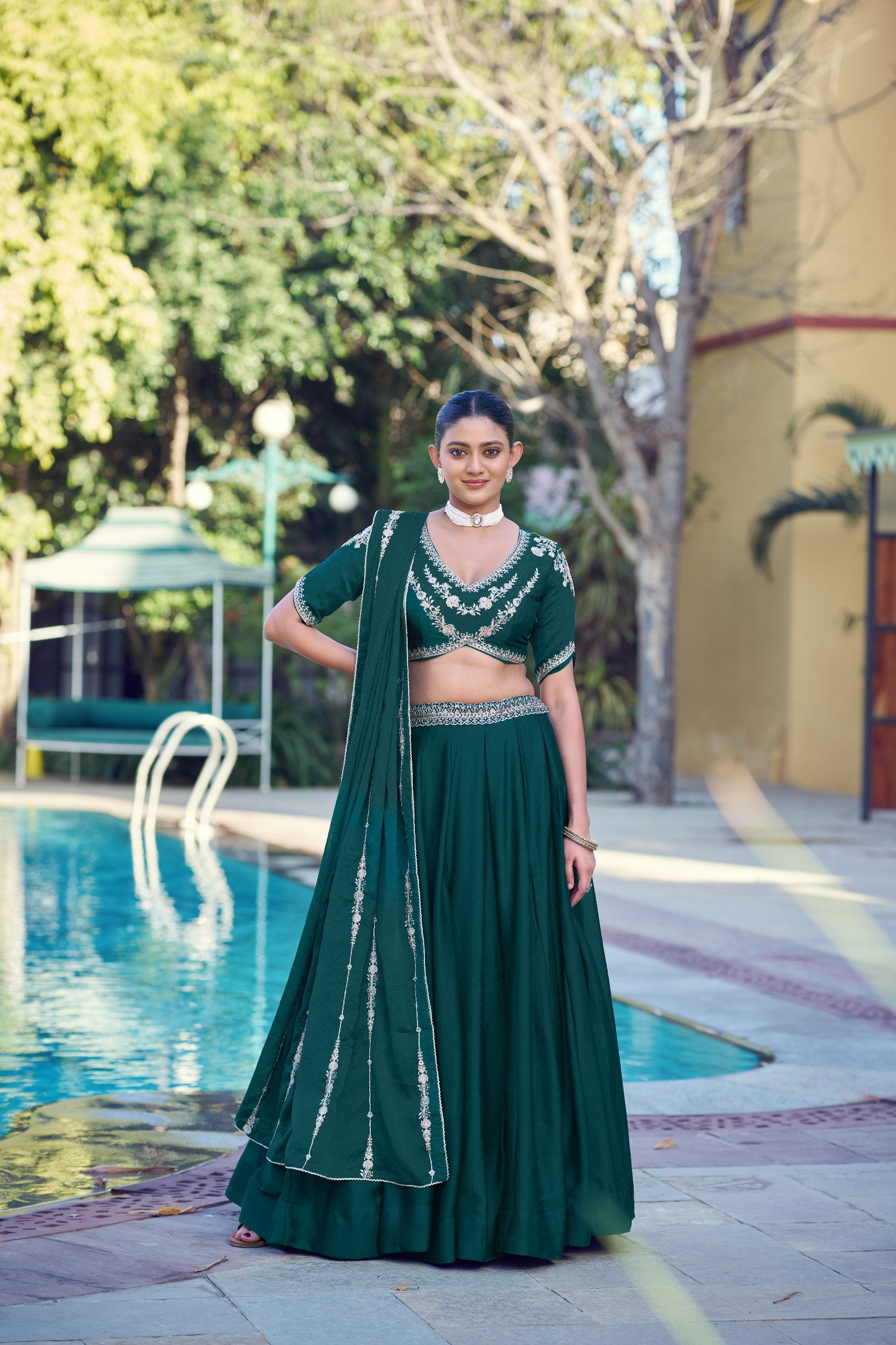 Graceful Rangoli Crush Sequins Belt Embroidered Lehenga Set
