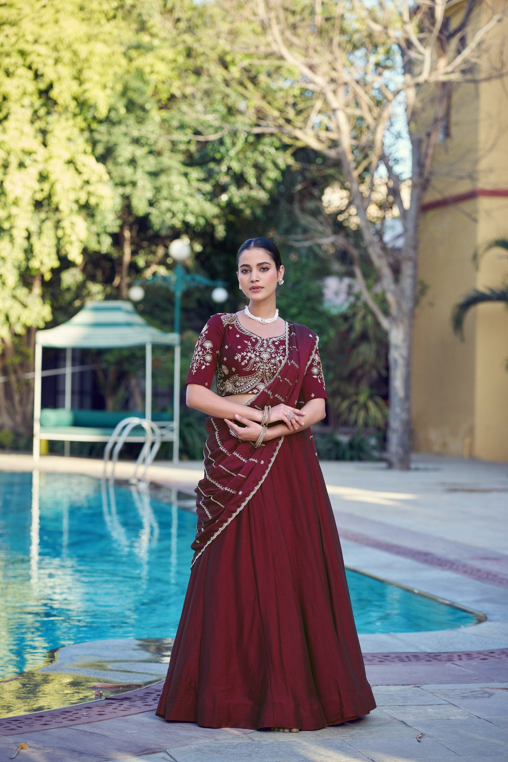Graceful Rangoli Crush Sequins Belt Embroidered Lehenga Set

