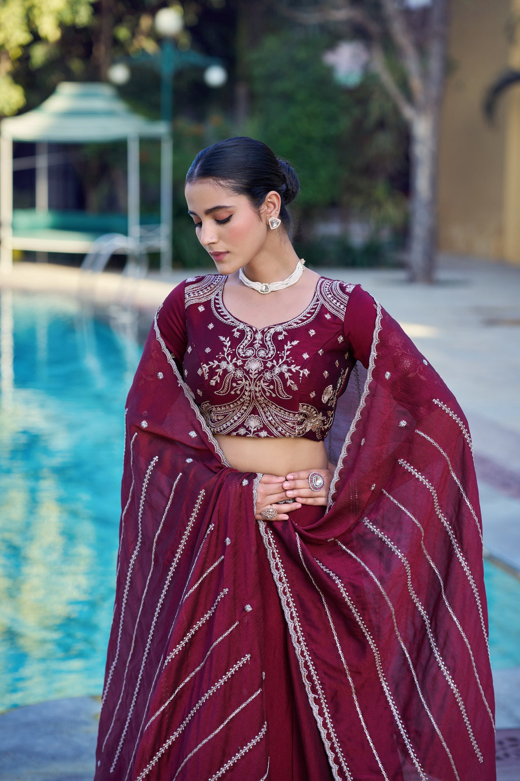 Graceful Rangoli Crush Sequins Belt Embroidered Lehenga Set
