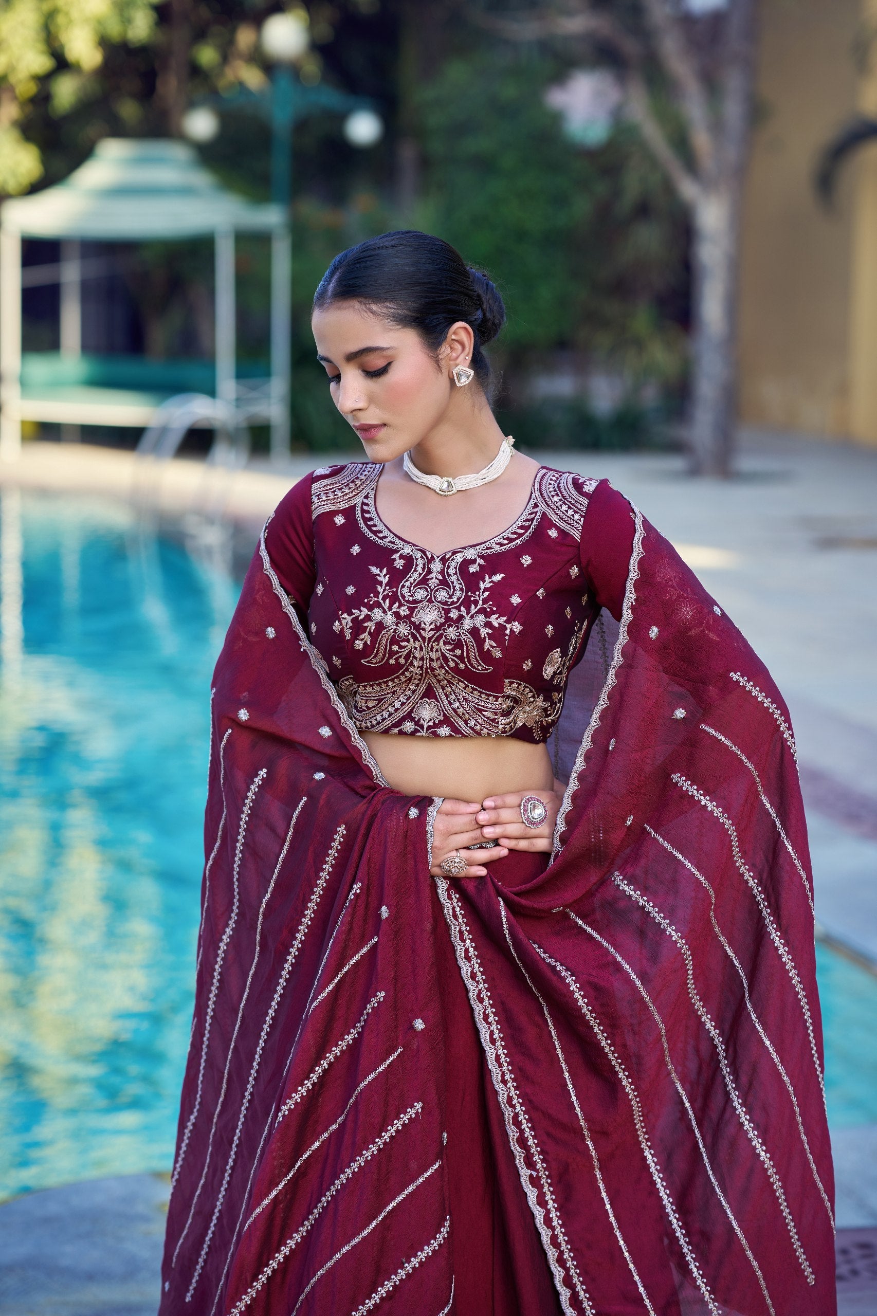 Graceful Rangoli Crush Sequins Belt Embroidered Lehenga Set
