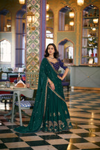 Green Rangoli Silk Embroidered Lehenga Choli for Festive Wear
