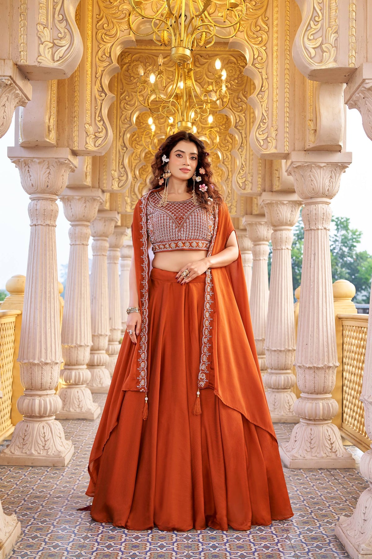 Luxury Rangoli Silk Lehenga with Beads and Sequin Work
