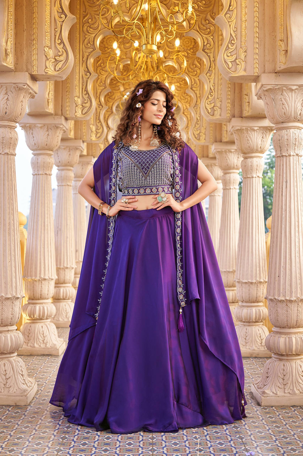 Luxury Rangoli Silk Lehenga with Beads and Sequin Work
