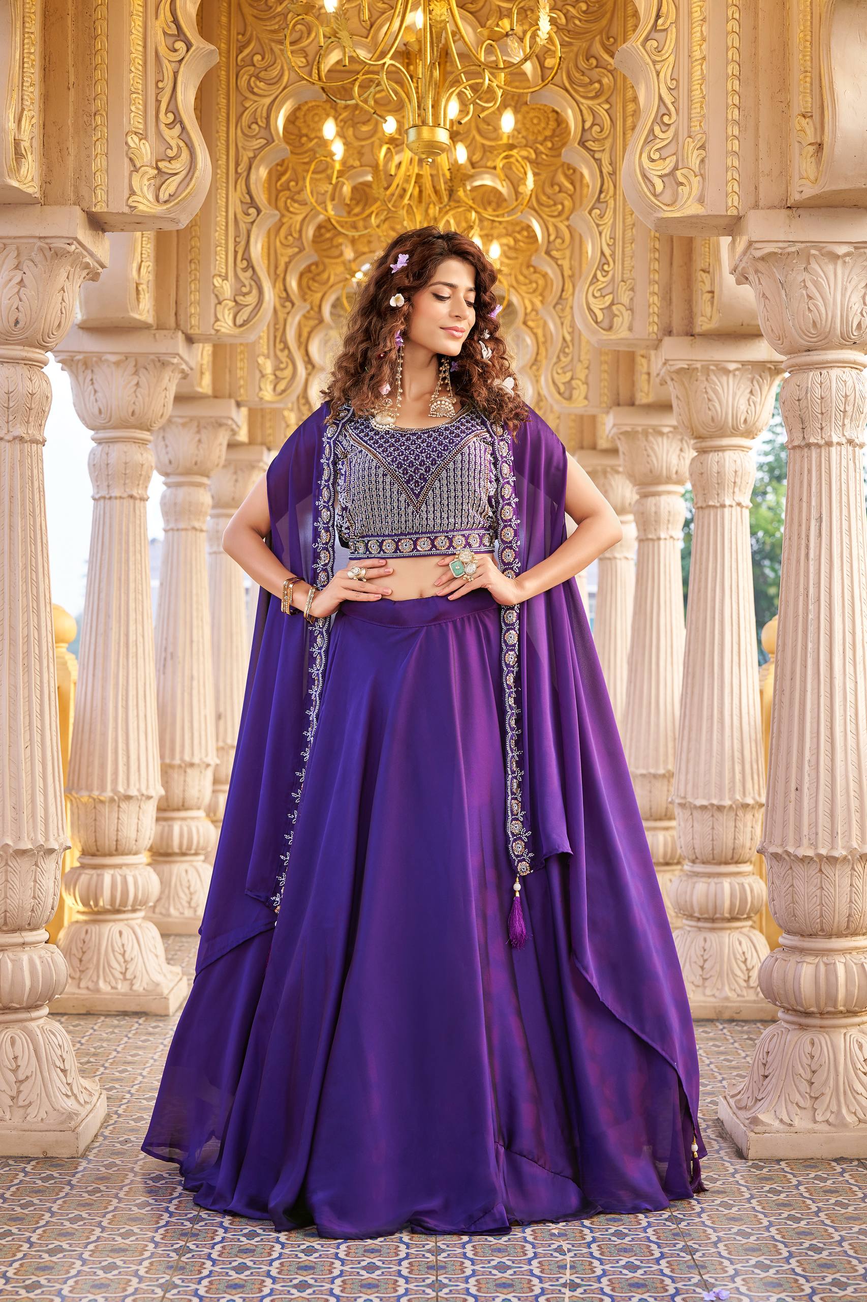 Luxury Rangoli Silk Lehenga with Beads and Sequin Work
