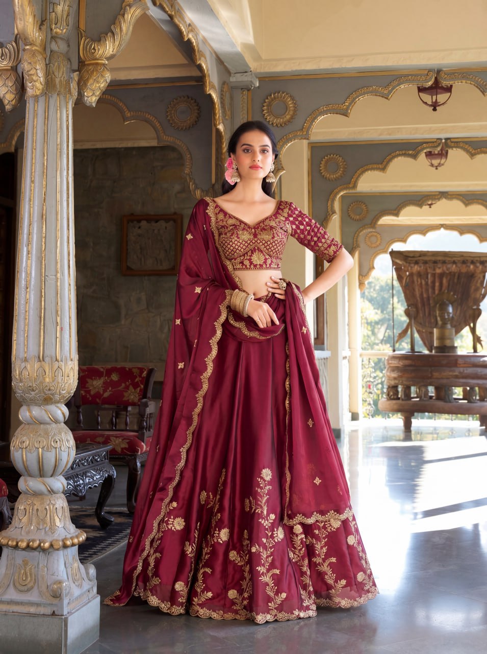 Royal Rangoli Silk Zari Dori Sequins Work Lehenga Choli Set with Designer Cutwork Dupatta
