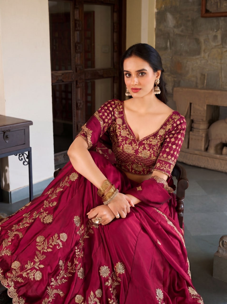 Royal Rangoli Silk Zari Dori Sequins Work Lehenga Choli Set with Designer Cutwork Dupatta
