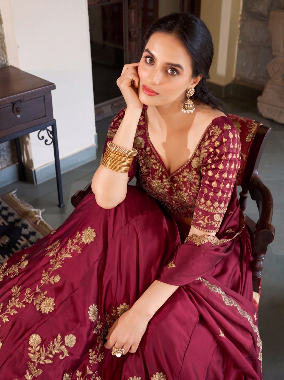 Royal Rangoli Silk Zari Dori Sequins Work Lehenga Choli Set with Designer Cutwork Dupatta
