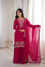 Rani Crunchy Silk Embroidered Suit Set | Tulip Designer
