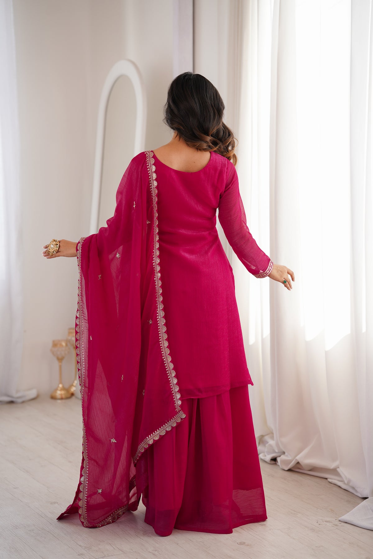 Rani Crunchy Silk Embroidered Suit Set | Tulip Designer
