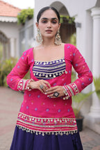 Traditional Rayon Bandhani Print Kutchi Work Festive Lehenga Set
