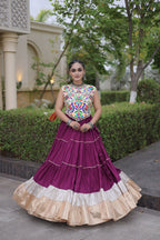 Royal Rayon Kutchi Embroidered Navratri Frill Lehenga Choli
