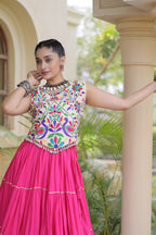 Royal Rayon Kutchi Embroidered Navratri Frill Lehenga Choli

