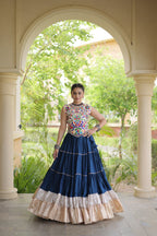 Royal Rayon Kutchi Embroidered Navratri Frill Lehenga Choli
