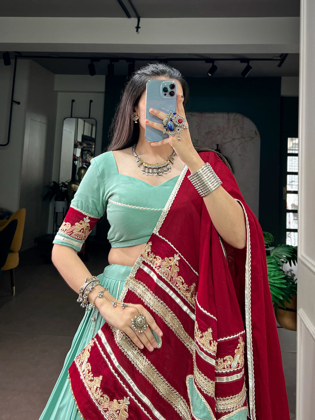 Navratri Rayon Embroidery Lehenga Set | Tulip Designer

