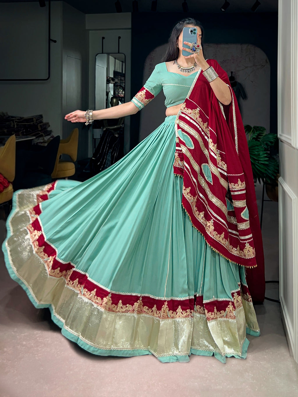 Navratri Rayon Embroidery Lehenga Set | Tulip Designer
