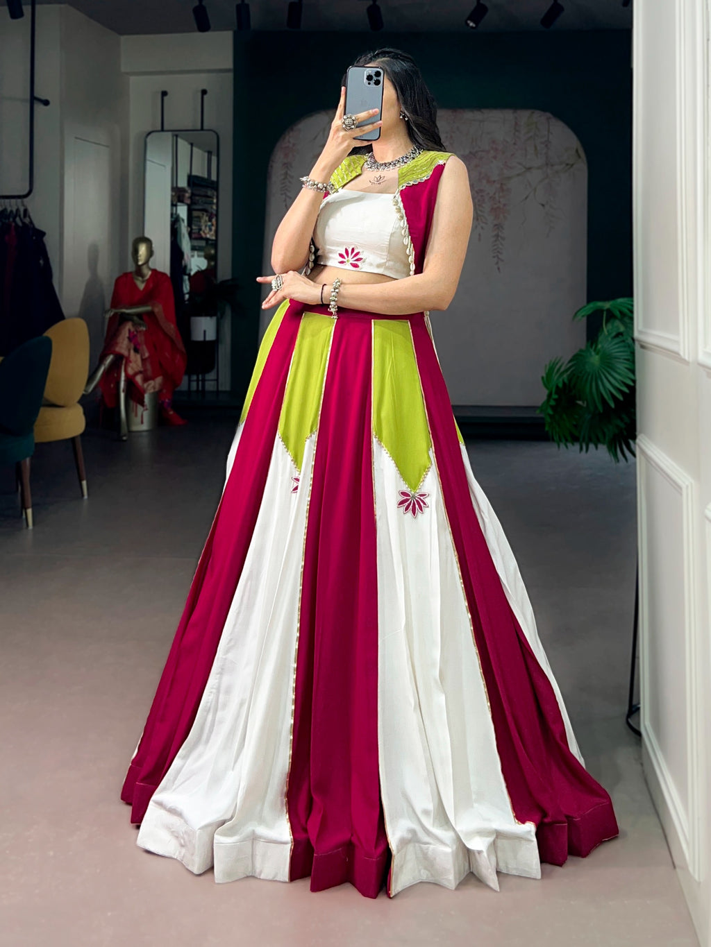 Vibrant Rayon Gota Patti Lehenga for Garba Celebrations
