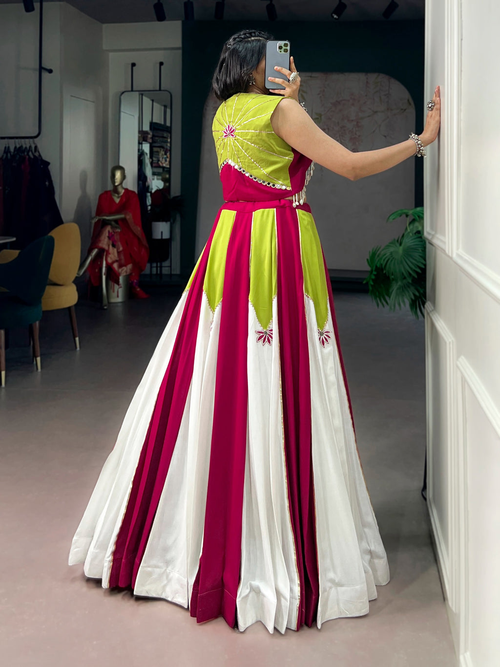 Vibrant Rayon Gota Patti Lehenga for Garba Celebrations

