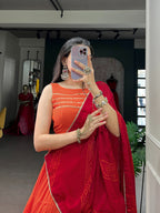 Orange Rayon Heavy Flair Lehenga Set | Tulip Designer
