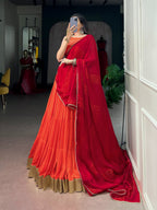 Orange Rayon Heavy Flair Lehenga Set | Tulip Designer
