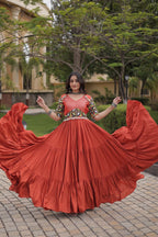 Beautifully Rayon Kutchi Gamthi Mirror Gown | Tulip Designer
